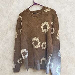 Brown Floral Crewneck Sweater